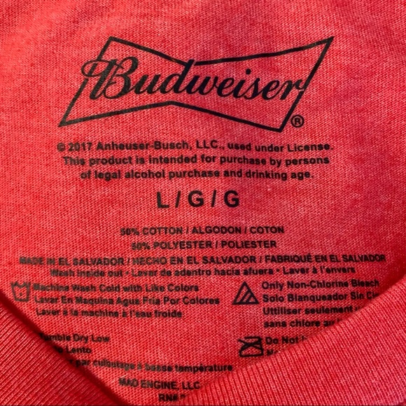 Red Budweiser Short Sleeve T-Shirt - Picture 2 of 3